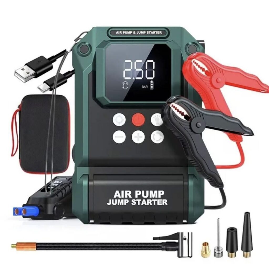 KIT DÉMARREUR + COMPRESSEUR MULTIFONCTION – PORTABLE